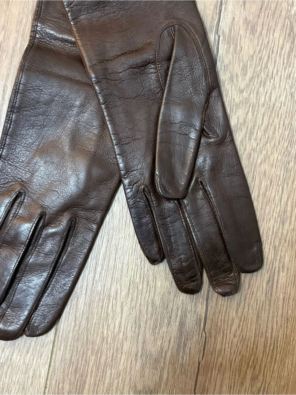 Vintage Kayser Women's Faux Leather Brown Driving Gloves Sz 7-1/2 Made In Italy